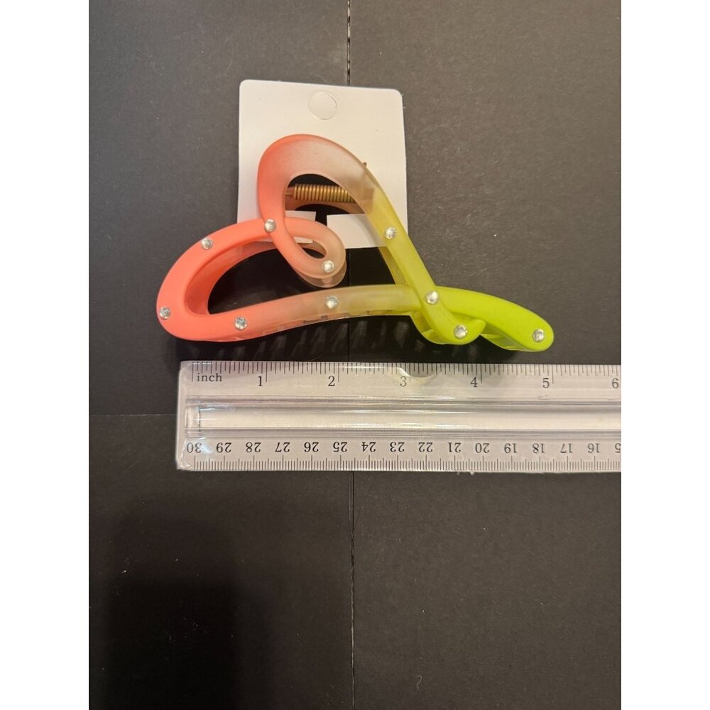 Colorful Rhinestone Hair Clips Set of 12 Multicolor Heart Design 4.5 Inche